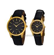 ساعت مچی سیتیزن مردانه زیرثانیه گرد چرمی طلایی صفحه خاکستری مدل 6214G ساعت سیتیزن زنانه