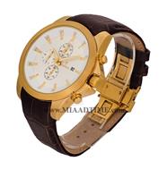 ساعت مچی رومانسون مردانه کرنوگراف گرد چرمی طلایی صفحه سفید کد 1814 ساعت مچی مردانه مارک دار