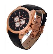 ساعت مچی رومانسون مردانه کرنوگراف گرد چرمی رزگلد صفحه مشکی کد 1824 ساعت مچی مردانه مارک دار