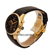 ساعت ویولت Violet زنانه کرنوگراف گرد چرمی طلایی صفحه مشکی شیشه رنگی کد 0227/2L ساعت مچی زنانه اسپرت