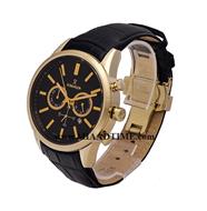 ساعت مچی رومانسون مردانه کرنوگراف گرد چرمی طلایی صفحه مشکی کد 16246 ساعت مچی مردانه مارک دار