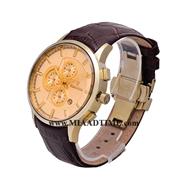 ساعت مچی رومانسون مردانه کرنوگراف گرد چرمی طلایی صفحه سفید شیشه رنگی کد 16248 ساعت مچی مردانه مارک دار