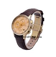 ساعت مچی رومانسون زنانه کرنوگراف گرد چرمی طلایی صفحه سفید شیشه رنگی کد 16248 فروش ساعت مچی طرح اصلی