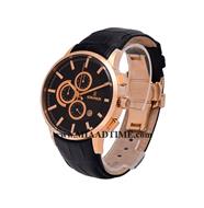 ساعت مچی رومانسون مردانه کرنوگراف گرد چرمی رزگلد صفحه مشکی شیشه رنگی کد 16262 ساعت مچی مردانه مارک دار