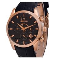 ساعت مچی رومانسون زنانه کرنوگراف گرد چرمی رزگلد صفحه مشکی کد 16271 فروش ساعت مچی طرح اصلی