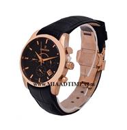 ساعت مچی رومانسون زنانه کرنوگراف گرد چرمی رزگلد صفحه مشکی کد 16271 ساعت مچی زنانه بند چرم