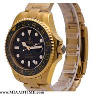 ساعت مچی رولکس مردانه گرد فلزی طلایی، دور قاب سرامیکی، شب نما، صفحه مشکی کد 5141 خرید ساعت مردانه