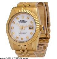 ساعت مچی رولکس مردانه، دیت جاست گرد استیل طلایی، صفحه سفید کد 5201