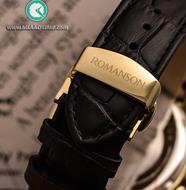 ساعت مچی رومانسون مردانه کرنوگراف گرد چرمی طلایی صفحه مشکی کد 25468 ساعت مچی مردانه مارک دار