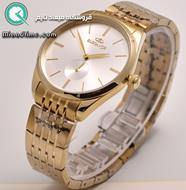 ساعت مچی مردانه الگانس گرد استیل طلایی صفحه سفید کد 27534 ساعت مچی الگانس با قیمت