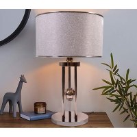 آباژور رومیزی مدل 253، آباژور ایستاده با پایه آهنی، متریال طلق و پارچه شید آباژور، دارای 1 سرپیچ ، آبکاری فورتیک بدنه و پایه آباژور، فوق العاده با کیفیت  آباژور فلزی