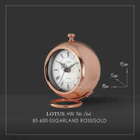 ساعت رومیزی فلزی لوتوس، ساعت رومیزی آبکاری شده با کیفیت عالی، مدل BS-600 رنگ رزگلد خرید ساعت رومیزی