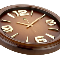 ساعت دیواری مارال، ساعت دیواری گرد کلاسیک سایز 52، موتور آرامگرد بی صدا درجه 1، موتور تایوانی، اعداد آبکاری طلایی و رنگ طرح چوب براق| کد 17 خرید ساعت دیواری شیک