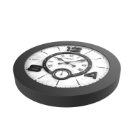 ساعت دیواری شوبرت مدل 5225 گارنت، ساعت دیواری سایز 60 طرح چوبی فریم پلاستیکی با قیمت اقتصادی، دارای 2 موتور روانگرد و بدون صدا، رنگ مشکی ساعت دیواری مدرن