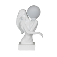 آباژور رومیزی لوتوس، آباژور رومیزی اتاق خواب جنس پلی رزین، دکوری منزل مدل 9010 سفید آباژور جدید