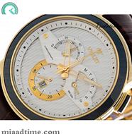 ساعت مچی ویولت، مردانه کرنوگراف، گرد چرمی، طلایی مشکی،صفحه سفید| کد 0411/2G ساعت ویولت مردانه جدید