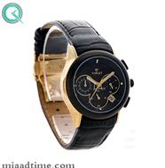 ساعت مچی ویولت زنانه کرنوگراف گرد چرمی مشکی طلایی صفحه مشکی کد 0434/2L ساعت مچی زنانه جدید