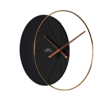 ساعت دیواری مدرن لاکوی کد WMC-15011، ساعت دیواری لاکوی با متریال با کیفیت و با دوام، طراحی مینیمال، دارای موتور آرامگرد و 5 سال گارانتی، رنگ مشکی