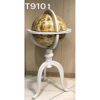 تلفن پایه دار چوبی ميز كره والتر مدل 910، تلفن آنتیک نوستالژی طرح نقشه کره زمین مناسب دکوراسیون خانه و محیط کار، رنگ سفید تلفن رومیزی