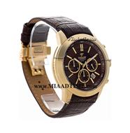 ساعت ویولت Violet مردانه کرنوگراف گرد چرمی طلایی صفحه قهوه ای کد 0408/2G ساعت مچی مردانه بند چرمی ویولت