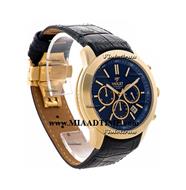 ساعت ویولت Violet مردانه کرنوگراف،گرد چرمی طلایی صفحه سرمه ای کد 0408/2L ساعت مچی مردانه بند چرمی ویولت