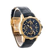 ساعت مچی ویولت زنانه کرنوگراف گرد چرمی طلایی صفحه سرمه ای مدل 0414/2L ساعت ویولت زنانه بند چرم