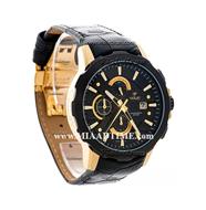 ساعت مچی ویولت مردانه کرنوگراف گرد چرمی طلایی مشکی صفحه مشکی مدل 0414/2G خرید ساعت مچی مردانه مارک دار اصل