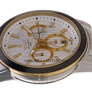 ساعت مچی ویولت مردانه کرنوگراف گرد فلزی دو رنگ صفحه سفید مدل 0412/2G ساعت ویولت مردانه اسپرت