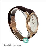 ساعت مچی سیتیزن مردانه زیرثانیه، گرد بند چرم، رزگلد صفحه سفید | کد 6225G Citizen