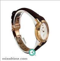 ساعت مچی سیتیزن زنانه زیرثانیه، گرد بند چرم، رزگلد صفحه سفید | کد 6225L Citizen