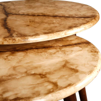 میز عسلی سه تیکه چوبی لوتوس کد T-735، میز عسلی برند لوتوس مدل GIA-MARBLE، دارای پایه های چوبی پیچی خرید انواع میز عسلی