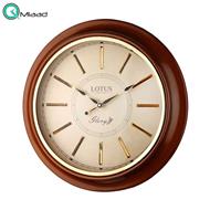ساعت دیواری چوبی لوتوس مدل MOERS کد W-8031، ساعت دیواری با اعداد فلزی برجسته، سایز 50 سانت ساعت دیواری لوکس