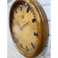 ساعت دیواری پاشا مدل 505، ساعت دیواری با بدنه چوب طبیعی نراد روسی، موتور آرامگرد، طراحی مینیمال ساعت، سایز 50، رنگ قهوه ای طلایی مشخصات ساعت دیواری