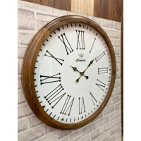 ساعت دیواری پاشا مدل pasha 756، ساعت دیواری با بدنه چوب طبیعی نراد روسی، موتور میتسو آرامگرد، اعداد رومی، صفحه سفید، سایز 75  مشخصات ساعت دیواری