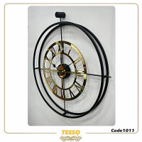 ساعت دیواری فلزی تسو، ساعت دیواری فلزی حلقه ای قطر 60 سانت، موتور ساخت تایوان، ساعت دیواری طرح ساده و در عین حال بی نظیر، رنگ مشکی،کد 1011  tesso