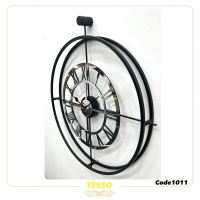 ساعت دیواری فلزی تسو، ساعت دیواری فلزی حلقه ای قطر 60 سانت، موتور ساخت تایوان، ساعت دیواری طرح ساده و در عین حال بی نظیر، رنگ مشکی،کد 1011  مدل M-1011