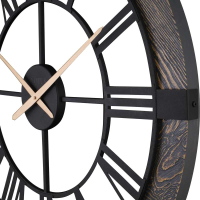 ساعت دیواری لوتوس، ساعت دیواری روستیک ترکیب فلز و چوب طبیعی، ساعت دیواری سایز 80 | مدل 19024 رنگ خاکستری ساعت دیواری جدید