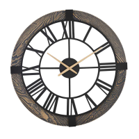 ساعت دیواری لوتوس، ساعت دیواری روستیک ترکیب فلز و چوب طبیعی، ساعت دیواری سایز 80 | مدل 19024 رنگ خاکستری مشخصات ساعت دیواری