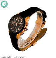 ساعت مچی زیتلوس زنانه کرنوگراف گرد چرمی رزگلد مشکی صفحه مشکی مدل 2025 ساعت مچی زنانه اسپرت