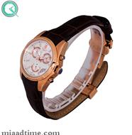 ساعت مچی زیتلوس زنانه کرنوگراف گرد چرمی رزگلد صفحه سفید مدل 2024PRW ساعت مچی زنانه اسپرت