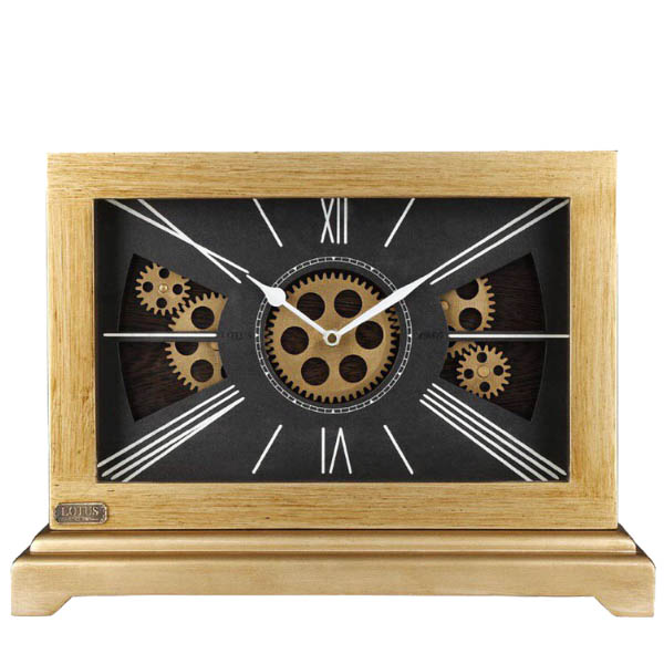 ساعت رومیزی چوبی لوتوس، ساعت رومیزی با چرخ دنده های فعال روی صفحه ساعت، مدل GL-5507