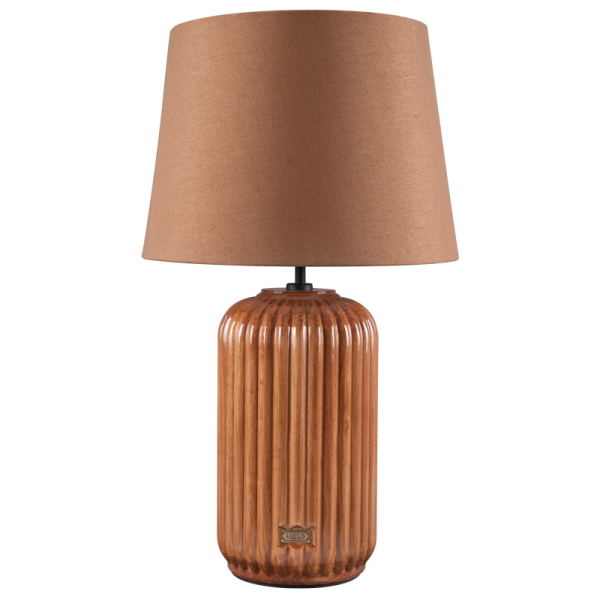 آباژور رومیزی لوتوس، چراغ خواب چوبی سبک روستیک با دکمه لمسی ساخته شده با چوب طبیعی مناسب اتاق خواب و اتاق نشیمن  | کد 80806 رنگ گردویی