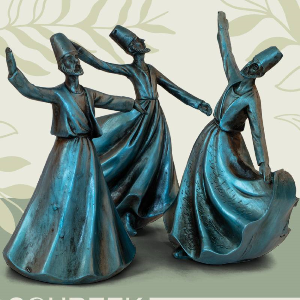 مجسمه رقص سما 3 تایی کد MO16178، مجسمه دکوری، زیبا کننده هر میز و هر سطحی، هدیه ای مناسب برای خانم ها، رنگ آبی