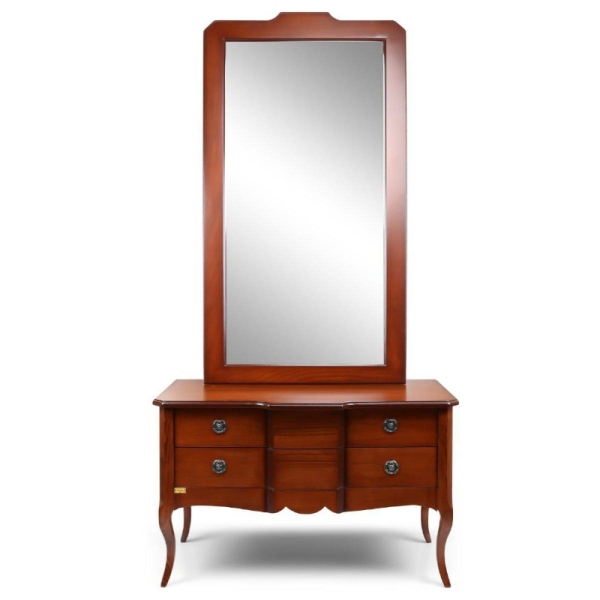 آینه و کنسول چوبی دو کشو مدل شیدا کد K 509، سرویس چوبی آینه و کنسول، متریال مقاوم چوب و طراحی کلاسیک با طرح طبیعی چوب