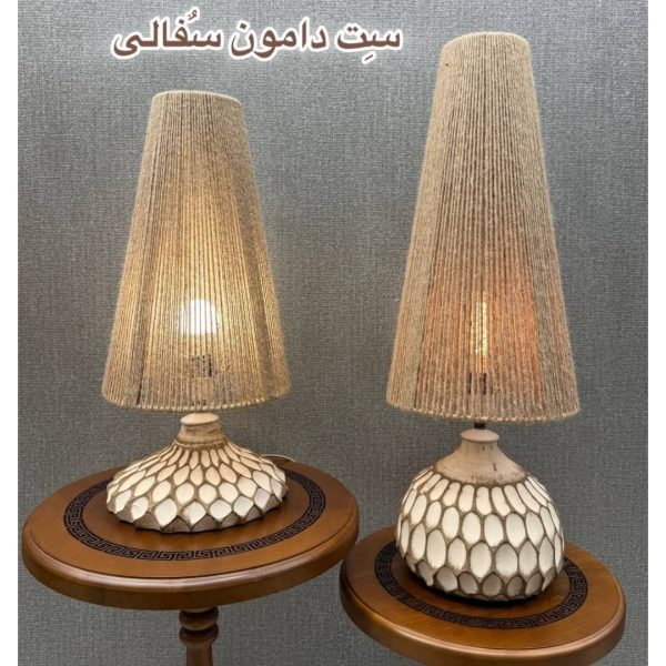 آباژور رومیزی دو تیکه سفالی مدل 2440، مجوعه آباژور رومیزی مدرن و جذاب با متریال سفال، یکی از جدید ترین اکسسوری های تولید شده در دو ارتفاع 75 سانت و 55 سانت