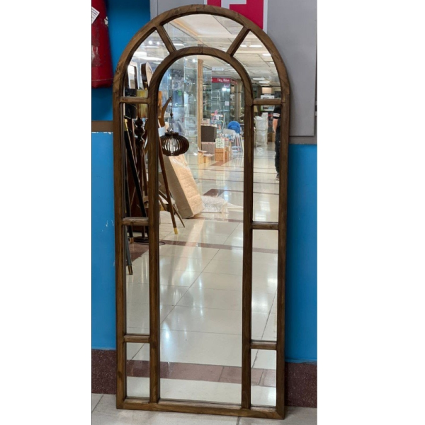 آینه ایستاده تک کشو مدل گنبدی کد 2600، آینه قدی بسیار زیبا با قاب چوبی روسی و دارای یک کشو چوبی، رنگ گردویی