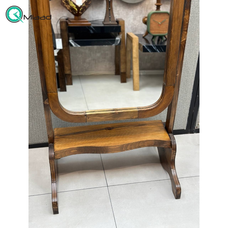 آینه ایستاد مدل 2652، آینه قدی بسیار زیبا با قاب چوبی روسی، رنگ گردویی صنایع چوبی