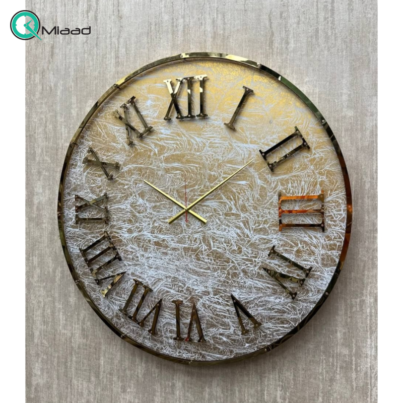ساعت دیواری فلزی لوکس مدل 5250 با طراحی هنری خاص، اثر هنری عظیم با قطر 90 سانت و اعداد رومی | شکوه صنعتی و مدرن