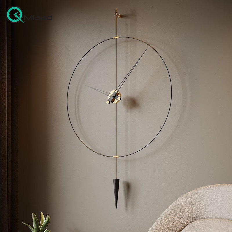 ساعت دیواری مدرن مدل مارس کد 2220، ساعت دیواری دایره ای شکل و خلاقانه استیل قطر 80 و ارتفاع 145 سانت، ساعت دیواری خاص و زیبا با موتور آرامگرد مناسب اتاق خواب و سالن پذیرایی، رنگ مشکی ساعت دیواری لوتوس