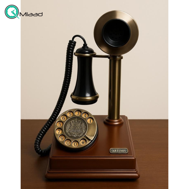 تلفن کلاسیک و دکوراتیو آرتمیس مدل 1033، بازگشتی به شکوه گذشته | ترکیبی زیبا از چوب و فلز برای دکوراسیونهای اصیل